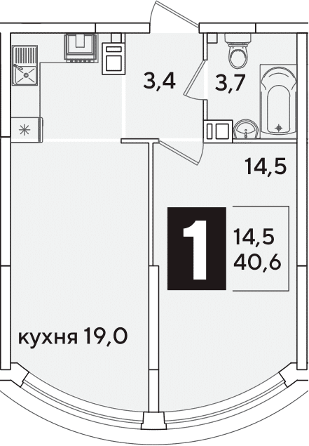 Продается 2-комн. квартира, 40.6 м²