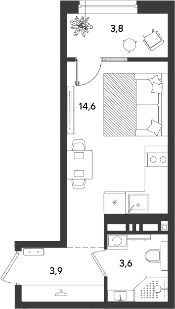 Продается 1-комн. квартира, 22.1 м²