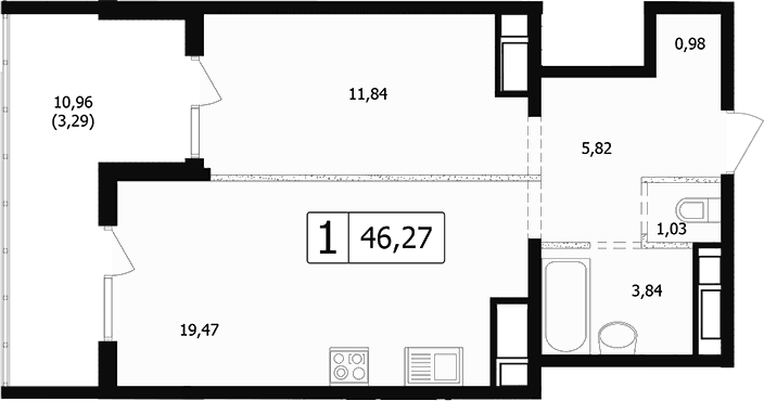 Продается 2-комн. квартира, 39.71 м²