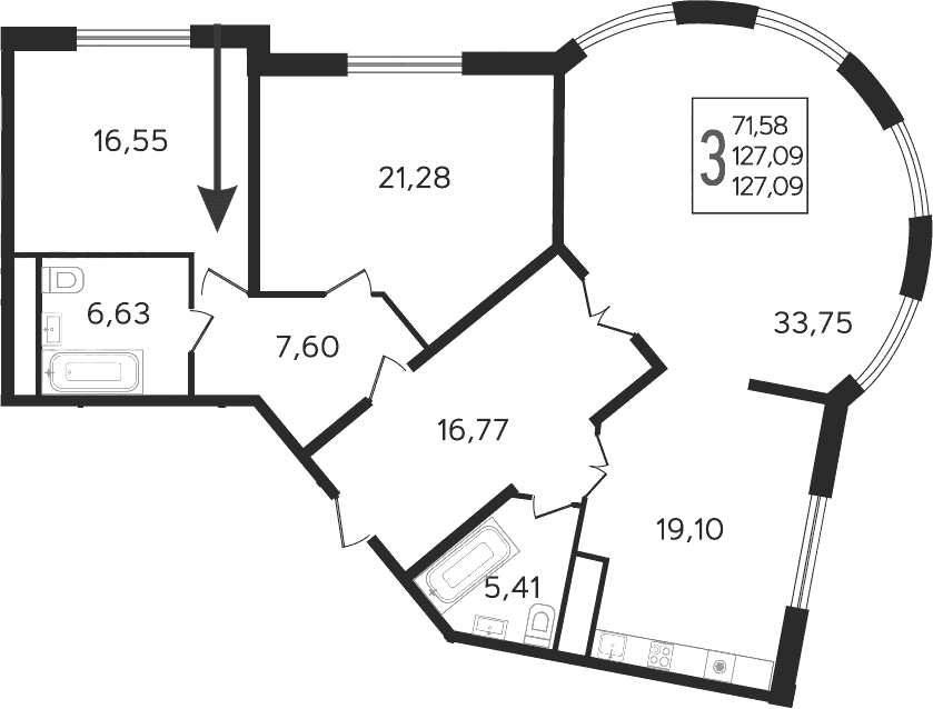 Продается 4-комн. квартира, 127.09 м²