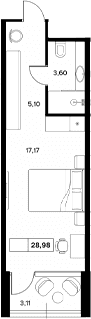 Продается 1-комн. квартира, 25.87 м²