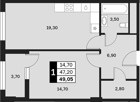 Продается 1-комн. квартира, 47.2 м²