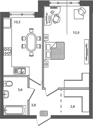 Продается 1-комн. квартира, 36.2 м²