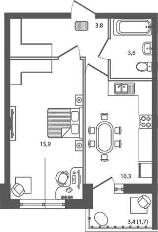 Продается 1-комн. квартира, 36.2 м²