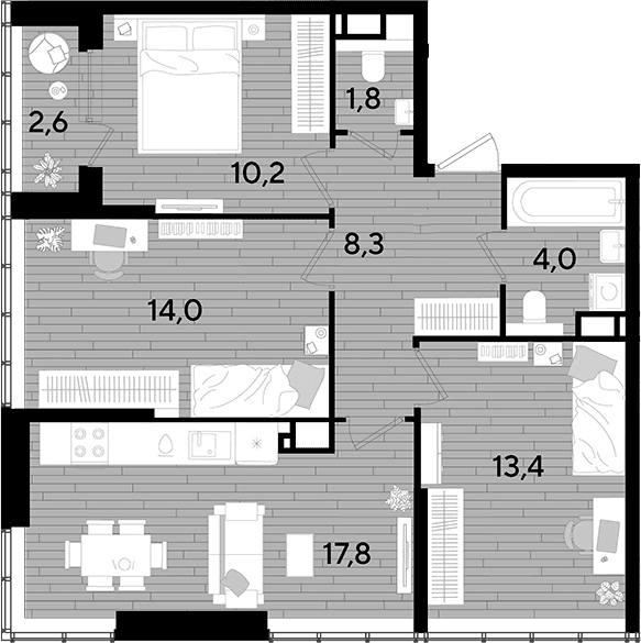 Продается 3-комн. квартира, 67.1 м²