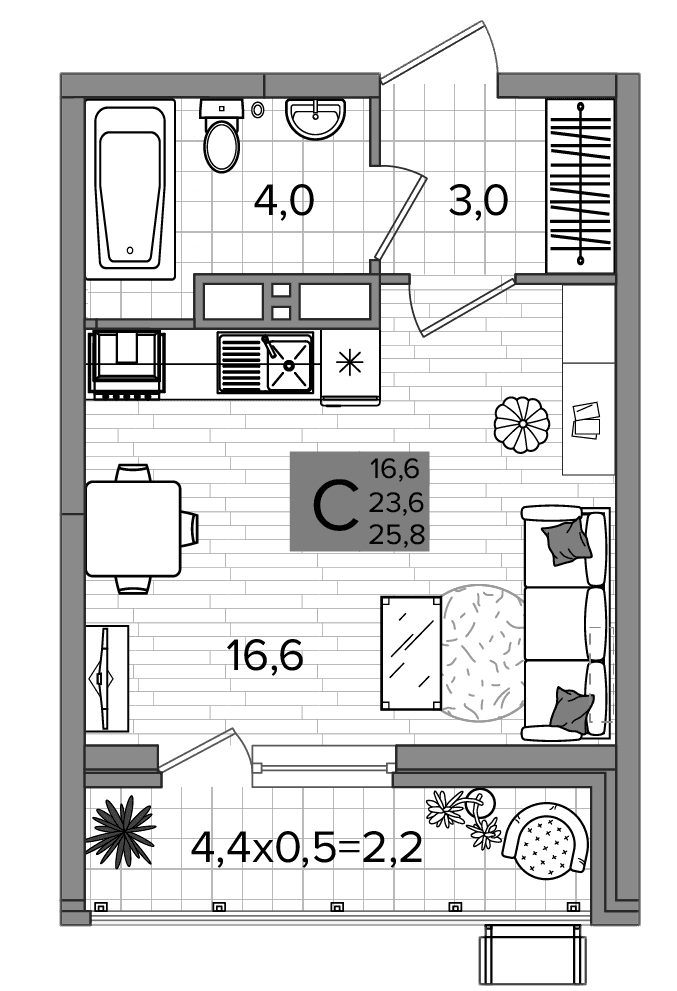 Продается 1-комн. квартира, 23.25 м²