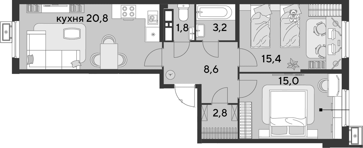 Продается 3-комн. квартира, 67.6 м²
