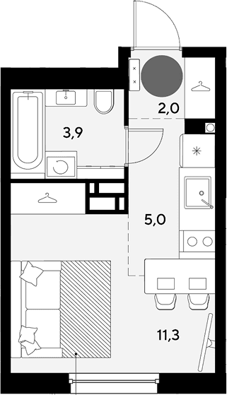 Продается 1-комн. квартира, 22.2 м²