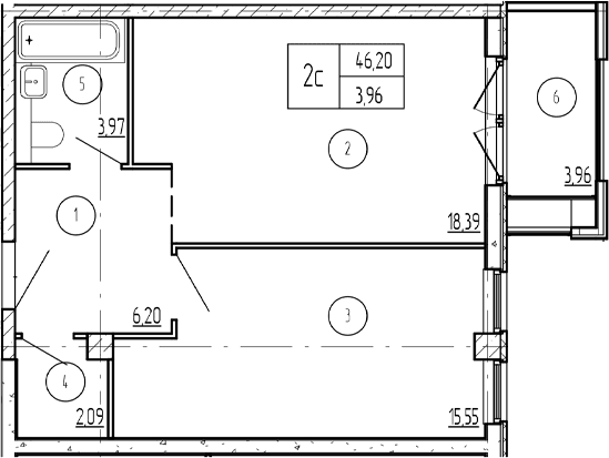 Продается 2-комн. квартира, 46.29 м²