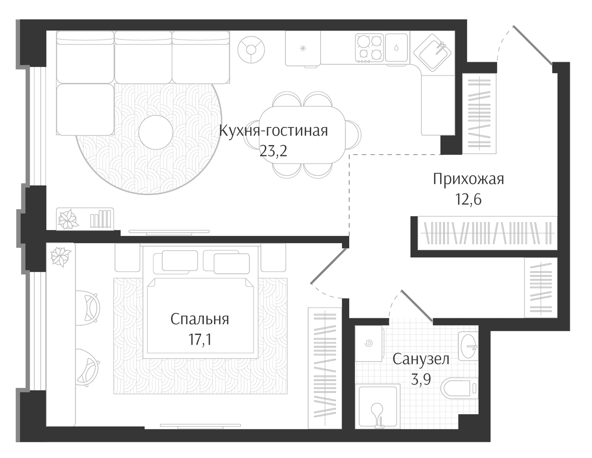 Продается 2-комн. квартира, 56.8 м²
