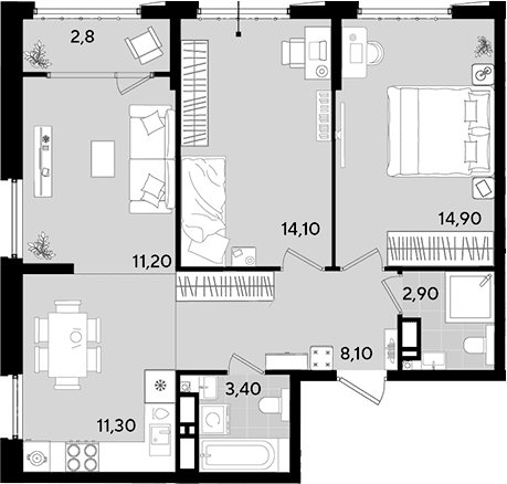 Продается 3-комн. квартира, 65.9 м²