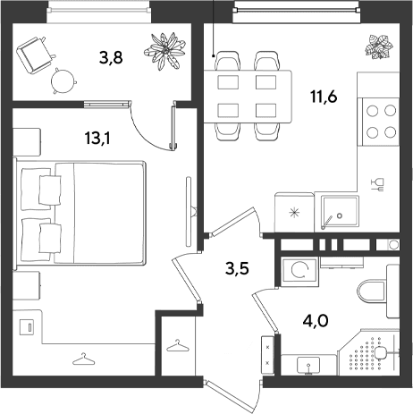 Продается 1-комн. квартира, 32.2 м²