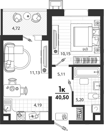 Продается 1-комн. квартира, 35.78 м²
