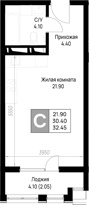 Продается 1-комн. квартира, 30.4 м²