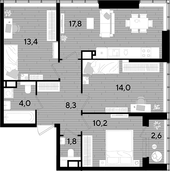 Продается 3-комн. квартира, 67.1 м²