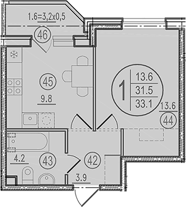 Продается 1-комн. квартира, 31.5 м²