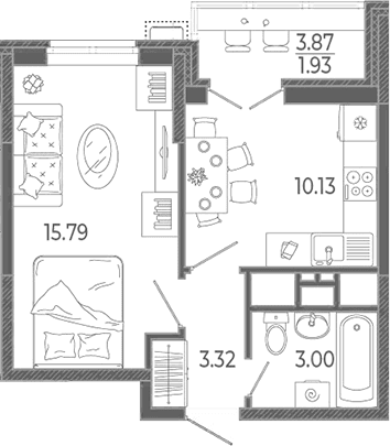 Продается 1-комн. квартира, 33.14 м²