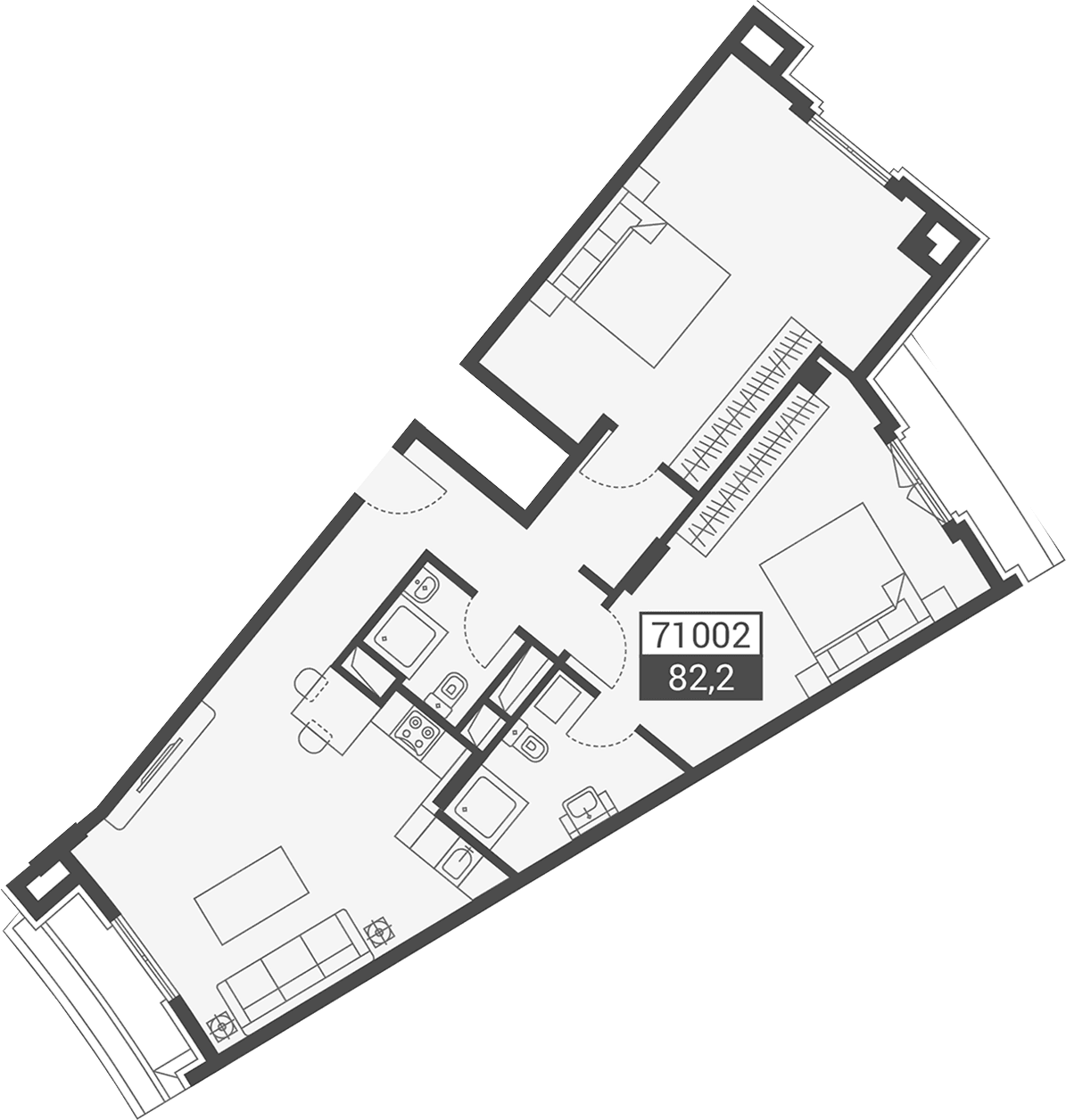Продается 1-комн. квартира, 82.2 м²