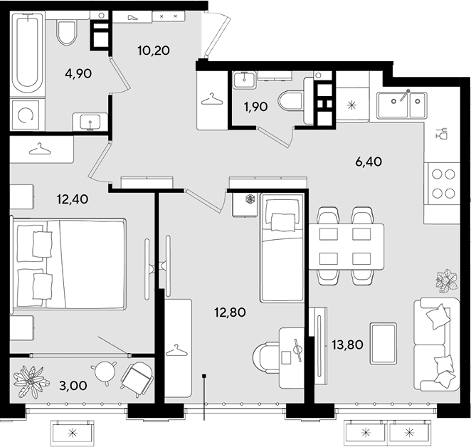 Продается 3-комн. квартира, 62.4 м²