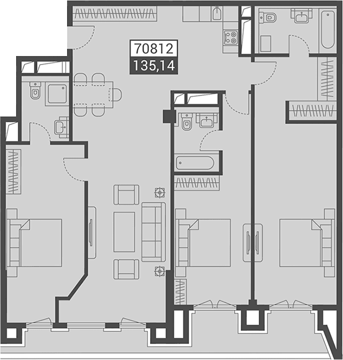 Продается 1-комн. квартира, 135.14 м²