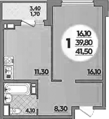 Продается 1-комн. квартира, 39.8 м²
