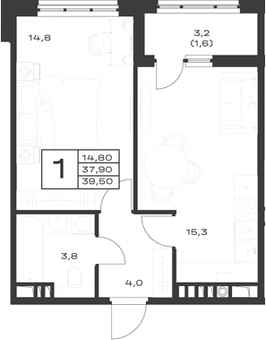 Продается 1-комн. квартира, 37.9 м²