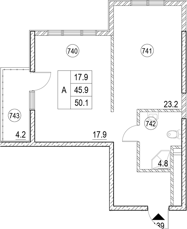 Продается 1-комн. квартира, 45.9 м²