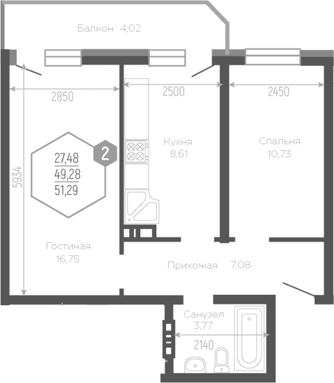 Продается 2-комн. квартира, 47.08 м²