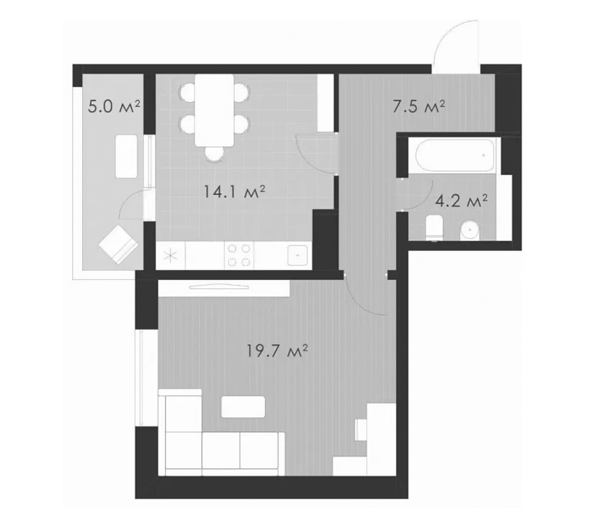Продается 1-комн. квартира, 45.5 м²