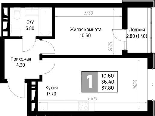 Продается 1-комн. квартира, 36.4 м²