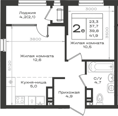 Продается 2-комн. квартира, 37.7 м²