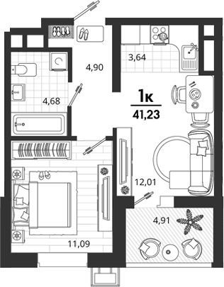 Продается 1-комн. квартира, 36.32 м²