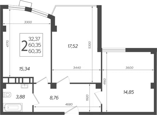 Продается 3-комн. квартира, 60.35 м²