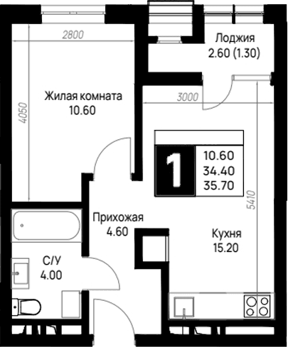 Продается 1-комн. квартира, 34.4 м²