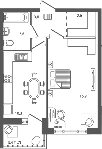 Продается 1-комн. квартира, 36.2 м²