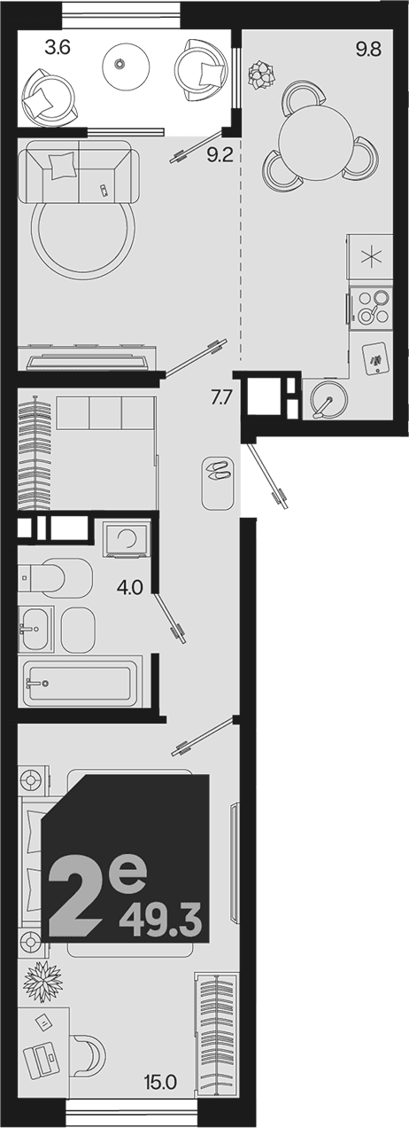 Продается 2-комн. квартира, 45.7 м²