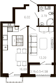Продается 1-комн. квартира, 40.12 м²