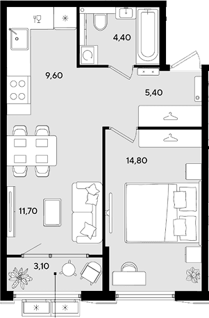 Продается 2-комн. квартира, 45.9 м²