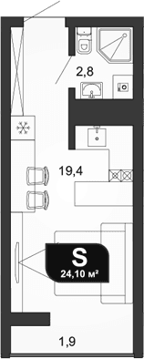 Продается 1-комн. квартира, 22.2 м²