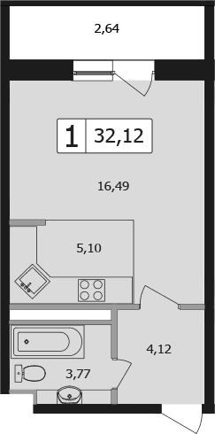 Продается 1-комн. квартира, 29.48 м²