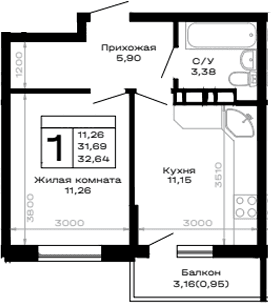 Продается 1-комн. квартира, 31.69 м²