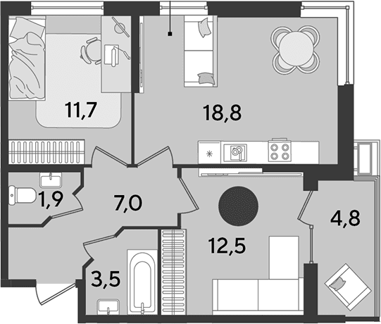 Продается 3-комн. квартира, 55.4 м²