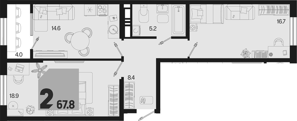 Продается 2-комн. квартира, 63.8 м²