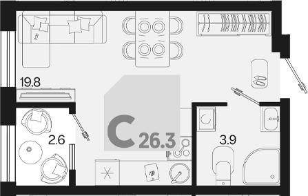 Продается 1-комн. квартира, 23.7 м²
