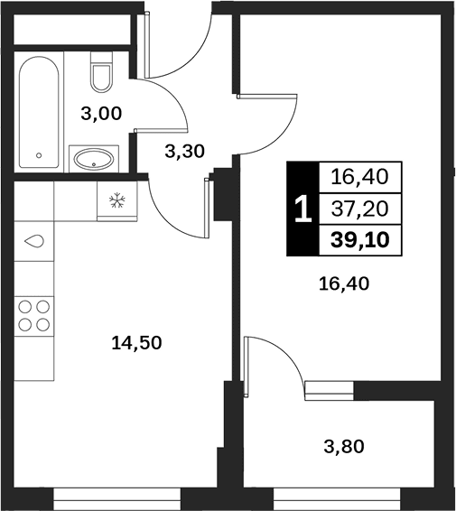 Продается 1-комн. квартира, 37.2 м²