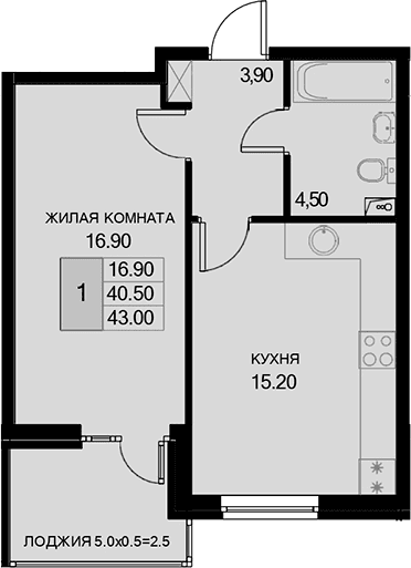 Продается 1-комн. квартира, 40.5 м²