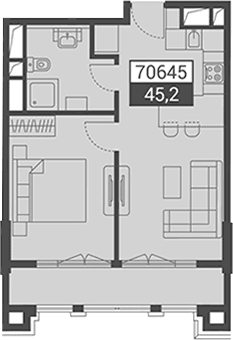 Продается 1-комн. квартира, 45.2 м²