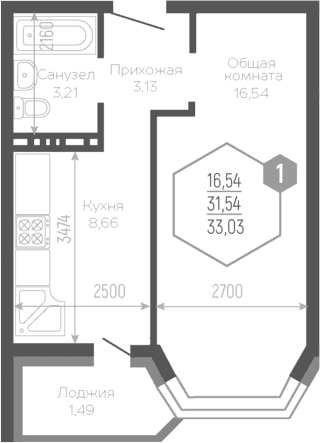 Продается 1-комн. квартира, 30.61 м²