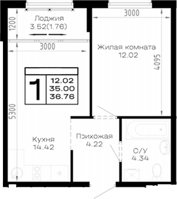 Продается 1-комн. квартира, 35 м²