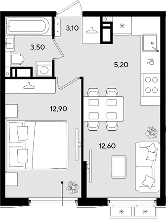 Продается 2-комн. квартира, 37.3 м²